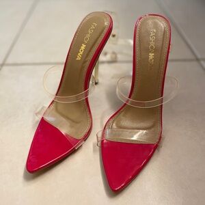 Vibrant Red Gold Strappy Pumps 👠